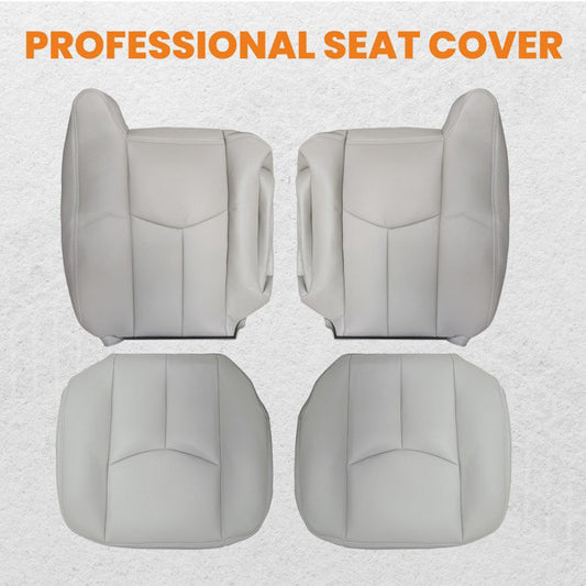 4X Front Leather Seat Cover Gray Fit For Chevy Silverado GMC Sierra 2003-2006