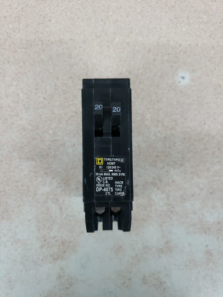 Square D HOMT2020 20 Amp 1-Pole 120/240V Tandem Circuit Breaker new old stock