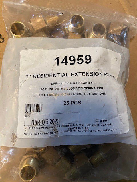 (Pack of 25) The Viking Corporation 14959 1" Residential Extension Fittings