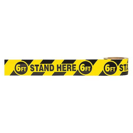 Zoro Select Zvm6ftsh Floor Marking Tape, Vinyl, Message, Striped, Black,