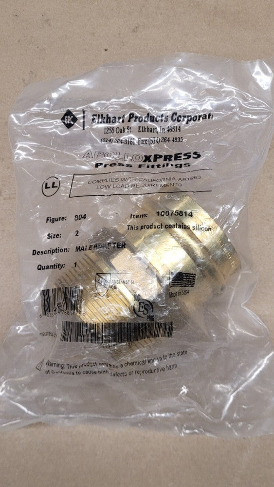 Elkhart Products 804 10075814 Apolloxpress Brass 2" Male Adapter