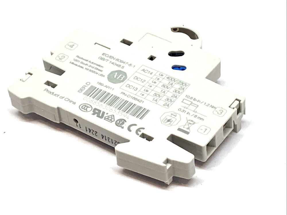 Allen Bradley 189‑AR11 Auxiliary Contact, Right‑Mount MCB Accessory