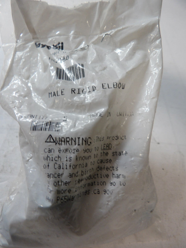 5) NEW NYCOIL 1/2" MALE X 1/2" RIGID ELBOW FITTING H6988 *PACK OF 5