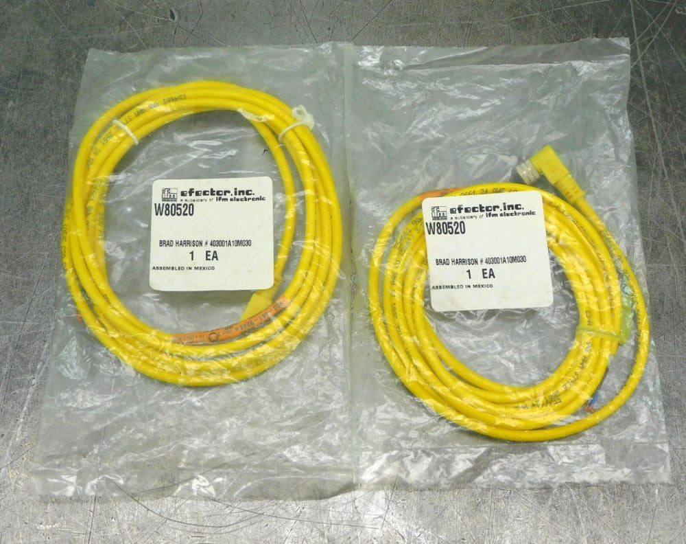 IFM Efector W80520 Cable Brad Harrison 403001A10M030 Lot of Two (2)
