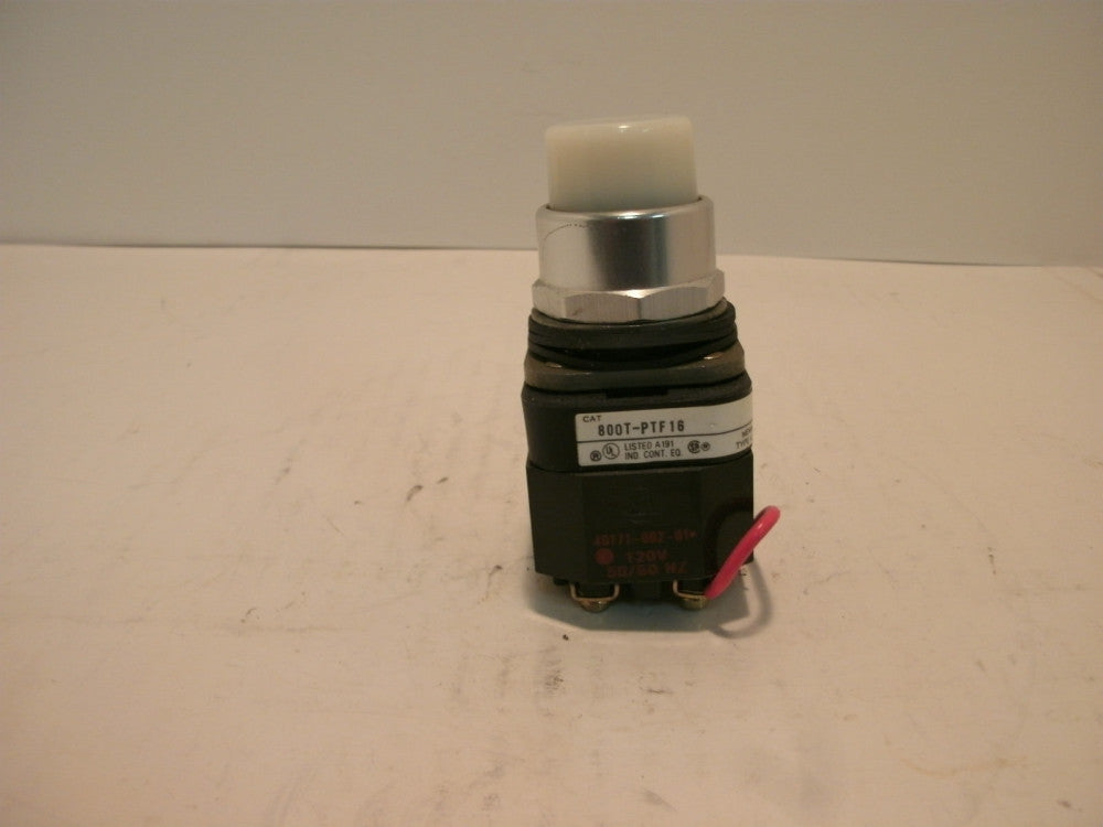 ALLEN BRADLEY 800T-PTF16W SER T PUSH TO TEST PILOT LIGHT WHITE 120V 10 AMP MAX