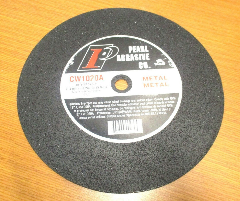 Pearl (CW1020A) 10" x 1/8" x 5/8" Aluminum Oxide Metal Grinding Wheel - 2 QTY