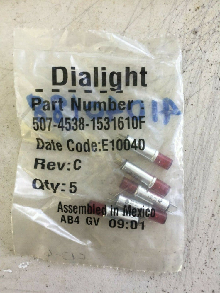 NOS Pack of 5 Dialight 507-4538-1531610F Red Neon Indicator Lamps 125VAC