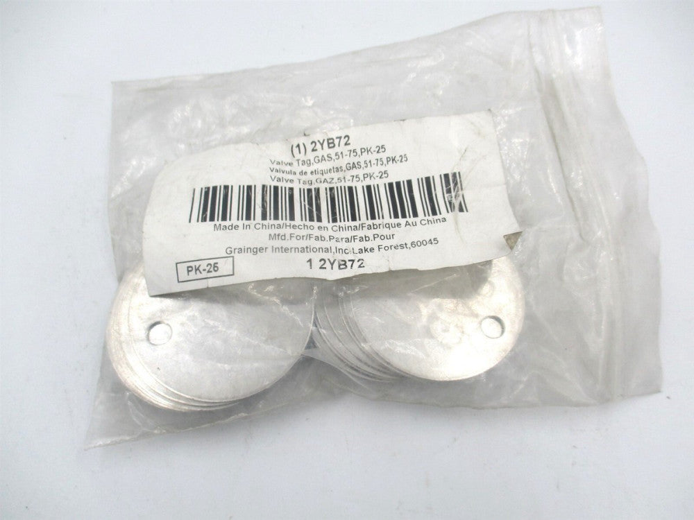 (2YB72) 1-1/2" Number 51-75 Silver Gas Tags - Pack of 25