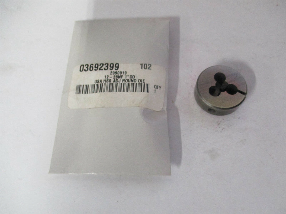 (03692399) #12-28 UNF 3/8" x 1" OAL High Speed Steel Round Adjustable Die 