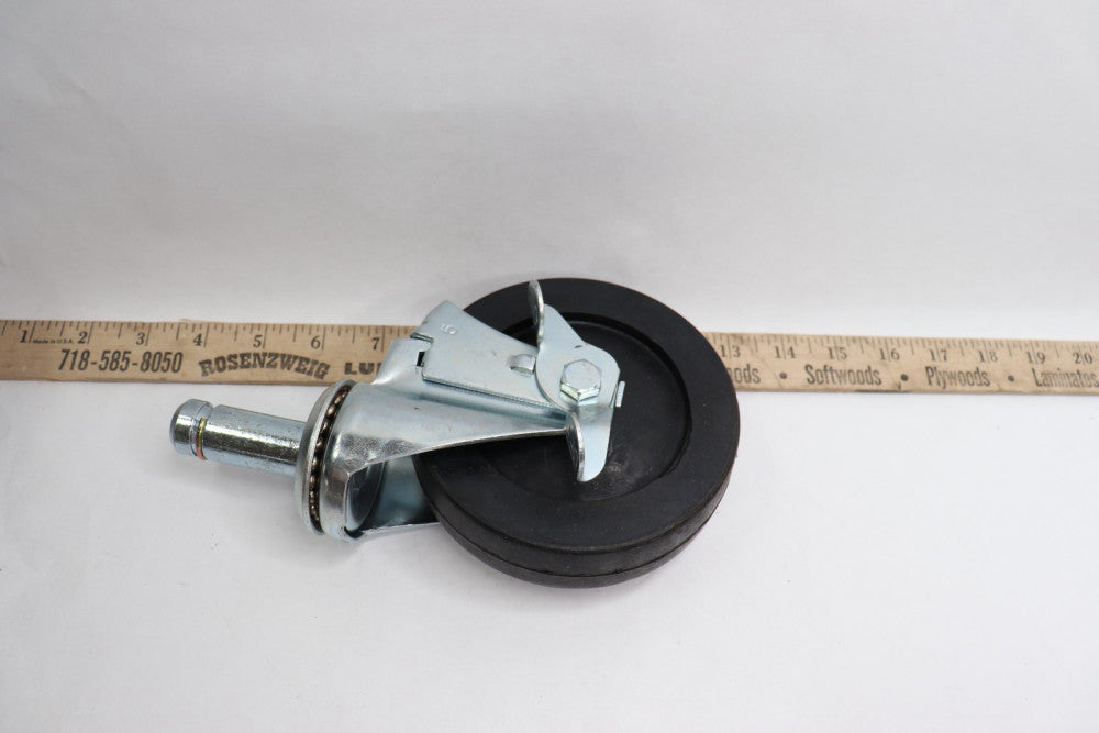 Swivel Caster w/ Brake 5" x 1-1/4" Wheel 2-1/2" L x 7/8" Post