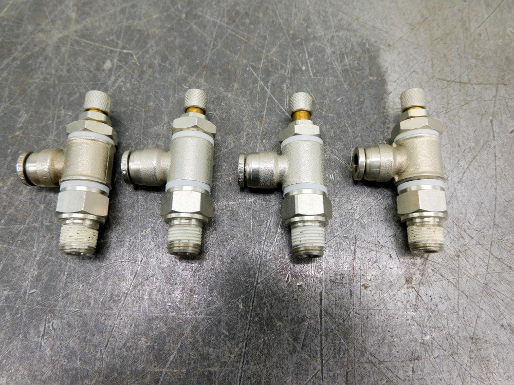 Lot of (4) Numatics Air Pneumatic Elbow 1/4"x1/8" NPT Adjustable Stainless Steel