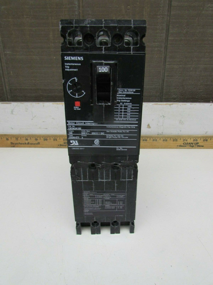 SIEMENS CED63A100, CURRENT LIMITING CIRCUIT BREAKER, 3P-100A-600V, MAKE OFFER! 