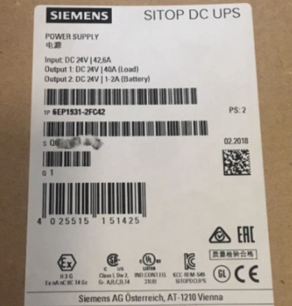 NEW SIEMENS 6EP1 931-2FC42 6EP1931-2FC42 SITOP DC UPS Module 24V/40A Power Suppl