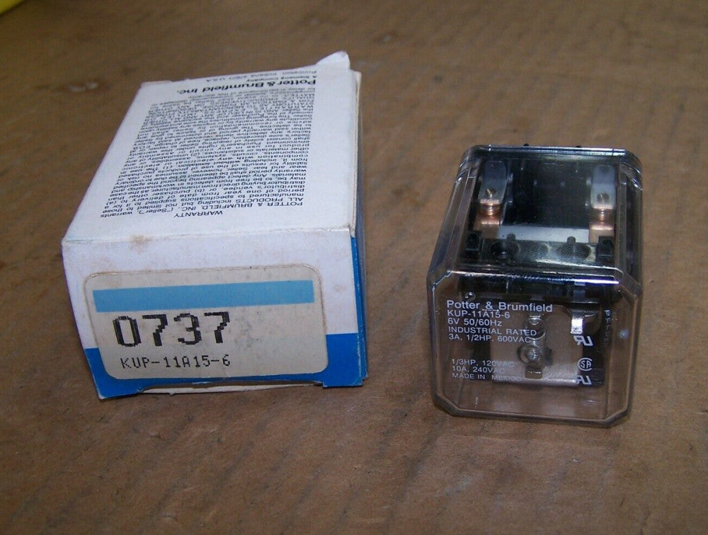 NEW POTTER & BRUMFIELD 10 AMP RELAY 6 VAC COIL 8-PIN  KUP-11A15-6