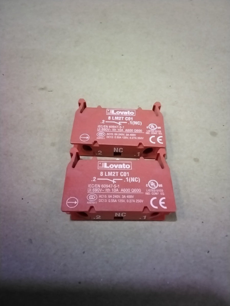 LOVATO 8 LM2T C01 AUXILIARY CONTACT BLOCK, Lot Of 2