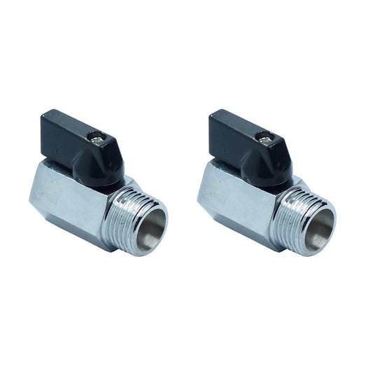 2 Pcs 1/2" Mini Brass Ball Valve - Chrome Plated Female x Male NPT Shut Off V...