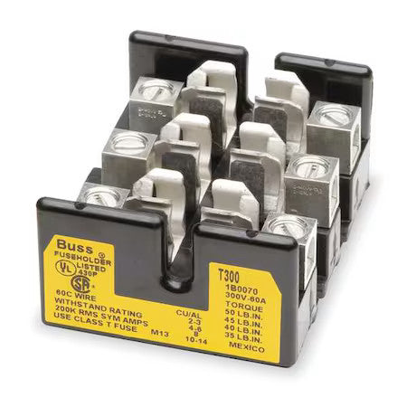 Eaton Bussmann T30030-3Cr Open Fuse Block, T Ul Class, 300V Ac/Dc Volt Rating,
