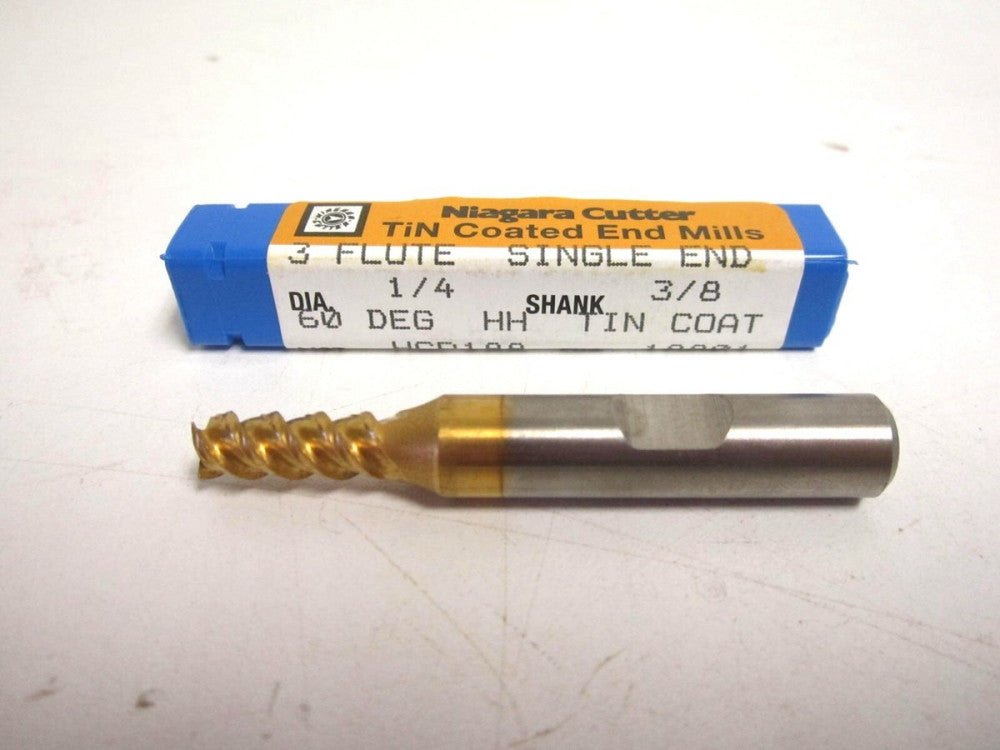 Niagara TiN Cobalt 1/4 x 5/8 x 2-7/16 x 3/8 Center Cutting End Mill New