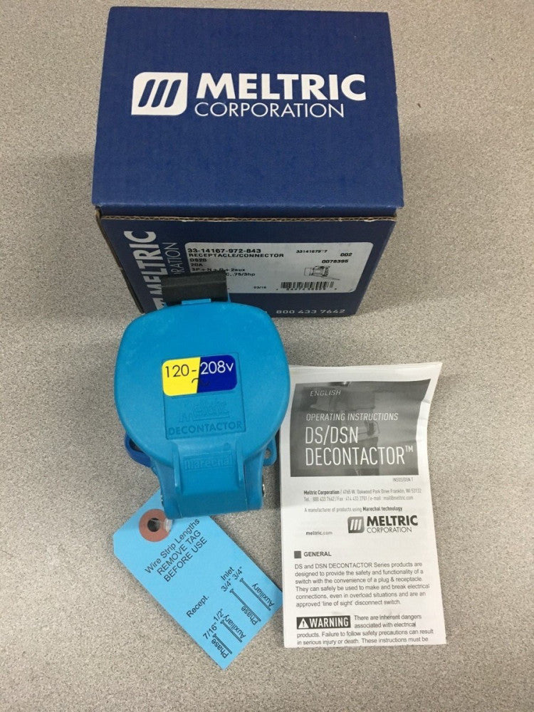 NEW IN BOX MELTRIC RECEPTACLE CONNECTOR 33-14167-972-843