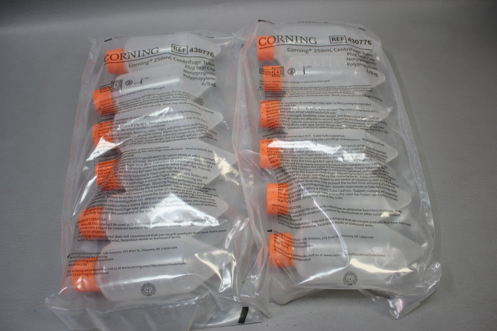 NEW CORNING 430776 250ML CENTRIFUGE TUBE PLUG SEAL CAP NON PYROGENIC 12 QTY