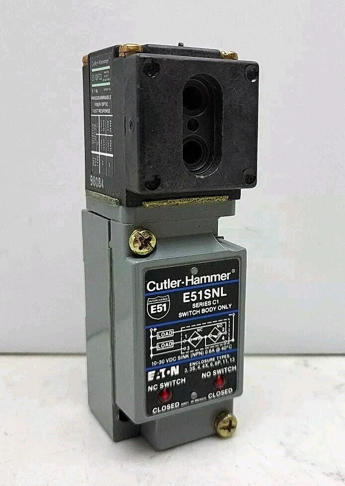 Cutler Hammer E51SNL Eaton Switch Body Ser C1 E51DF33 Photoelectric Sensor Used