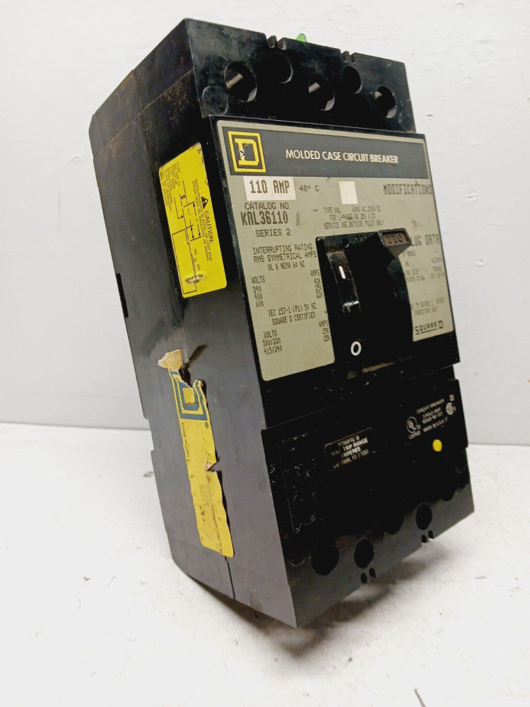 SQUARE D KAL36110 110 AMP CIRCUIT BREAKER 3 POLE 600 VAC 250 VDC