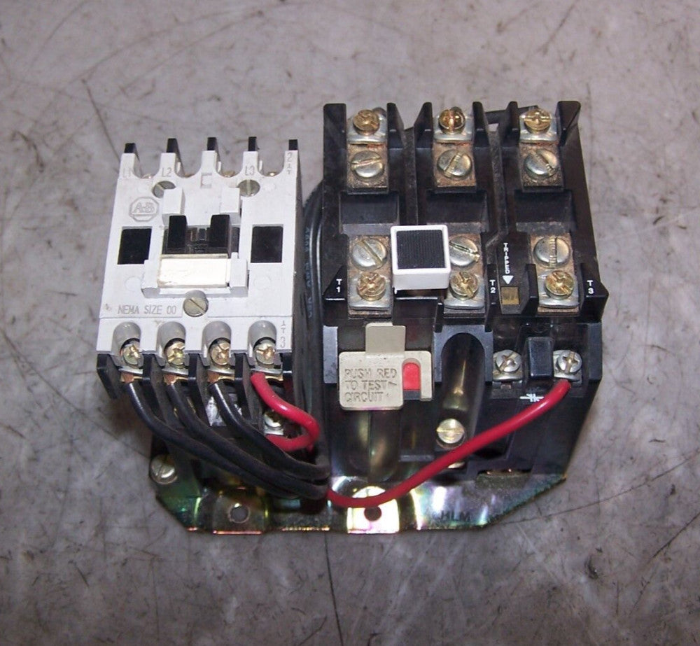 ALLEN BRADLEY NEMA SIZE 00 MOTOR STARTER 24 VAC COIL 600 VAC 2 HP 3 Ø 509-TOJ