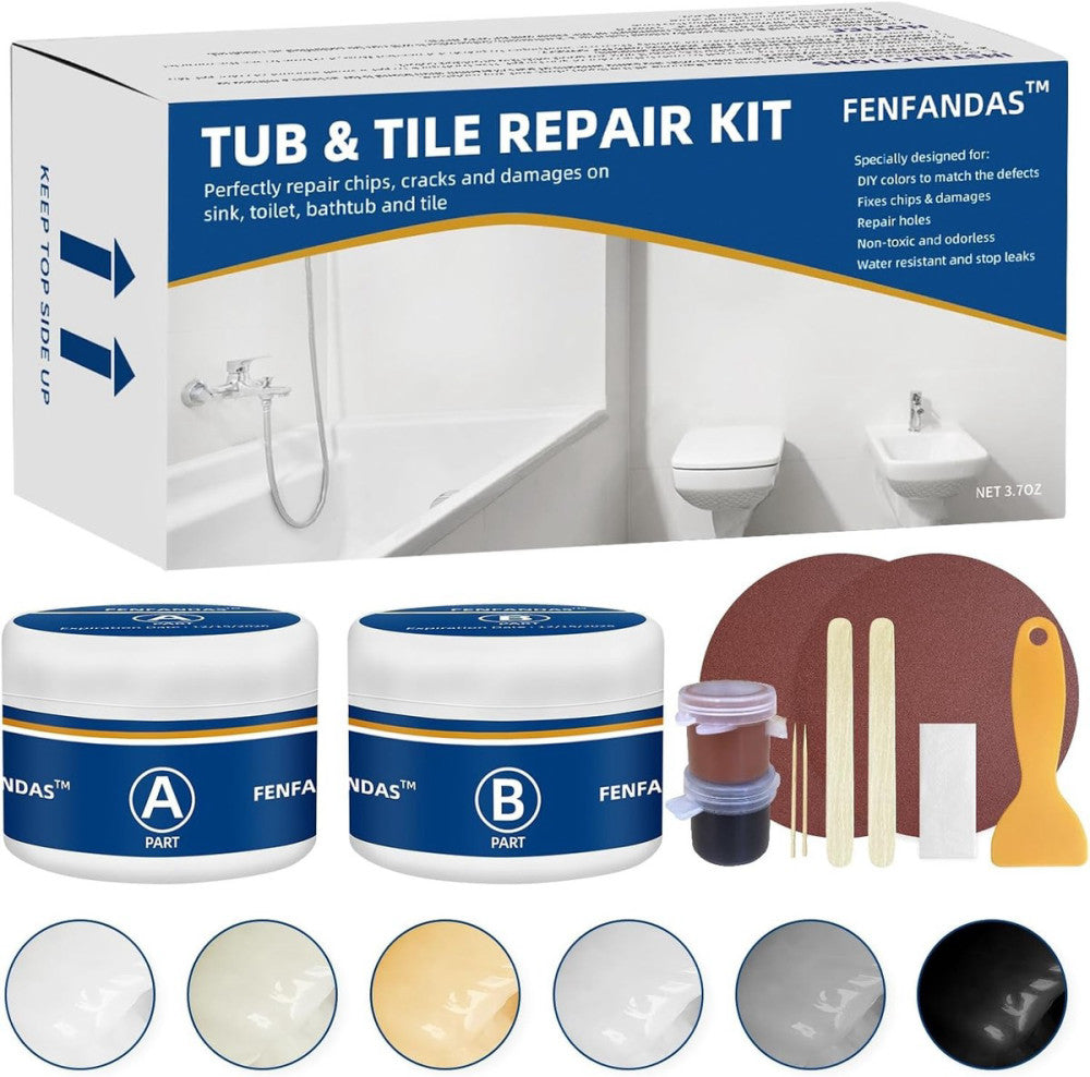 Tub and Fiberglass Shower Repair Kit White, 3.7oz Porcelain Tile White 