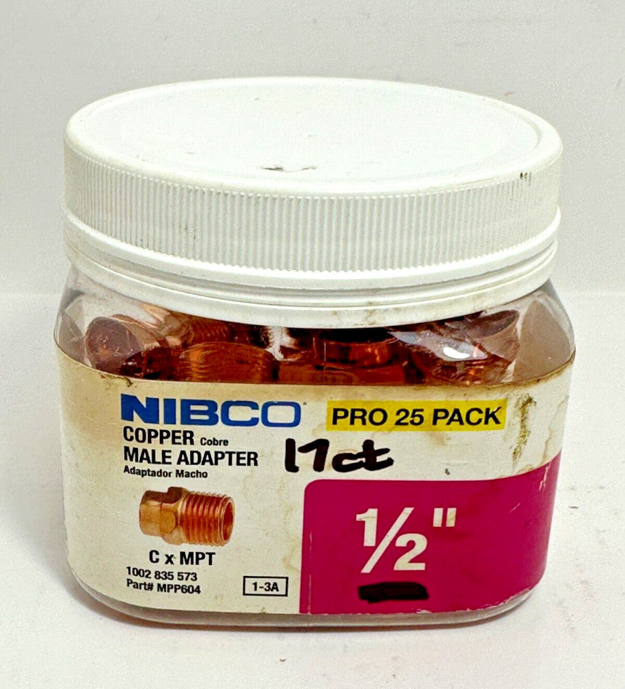 17ct Partial Canister NIBCO Copper Male Adapter 1/2" C x MPT MPP604