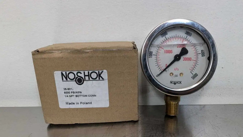 Noshok 25-901-5000 PSI/KPA Pressure Gauge 0-5000 PSI 1/4" NPT