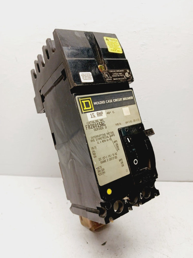 SQUARE D FA26015AC 15 AMP I-LINE CIRCUIT BREAKER 2 POLE 600 VAC 250 VDC 25K