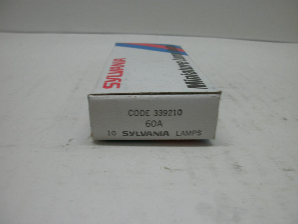 SYLVANIA 60A MINIATURE LAMP T2 SLIDE BASE #1 60V .05A C-5 1-(LOT OF 10 ) NIB