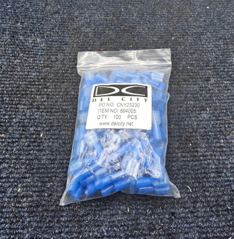 ( QTY 100 ) DEL CITY 894005: Nylon Push-On Terminal, Female, Fully Insulated