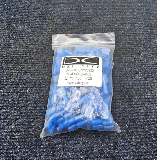 ( QTY 100 ) DEL CITY 894005: Nylon Push-On Terminal, Female, Fully Insulated