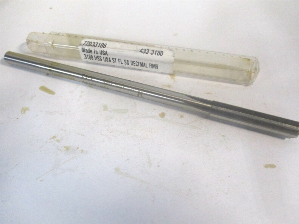 (433-0.3180) 0.318" x 1-1/2" x 3" OAL 6-Flute Straight Shank HSS Chucking Reamer