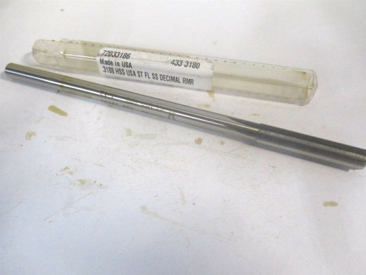(433-0.3180) 0.318" x 1-1/2" x 3" OAL 6-Flute Straight Shank HSS Chucking Reamer