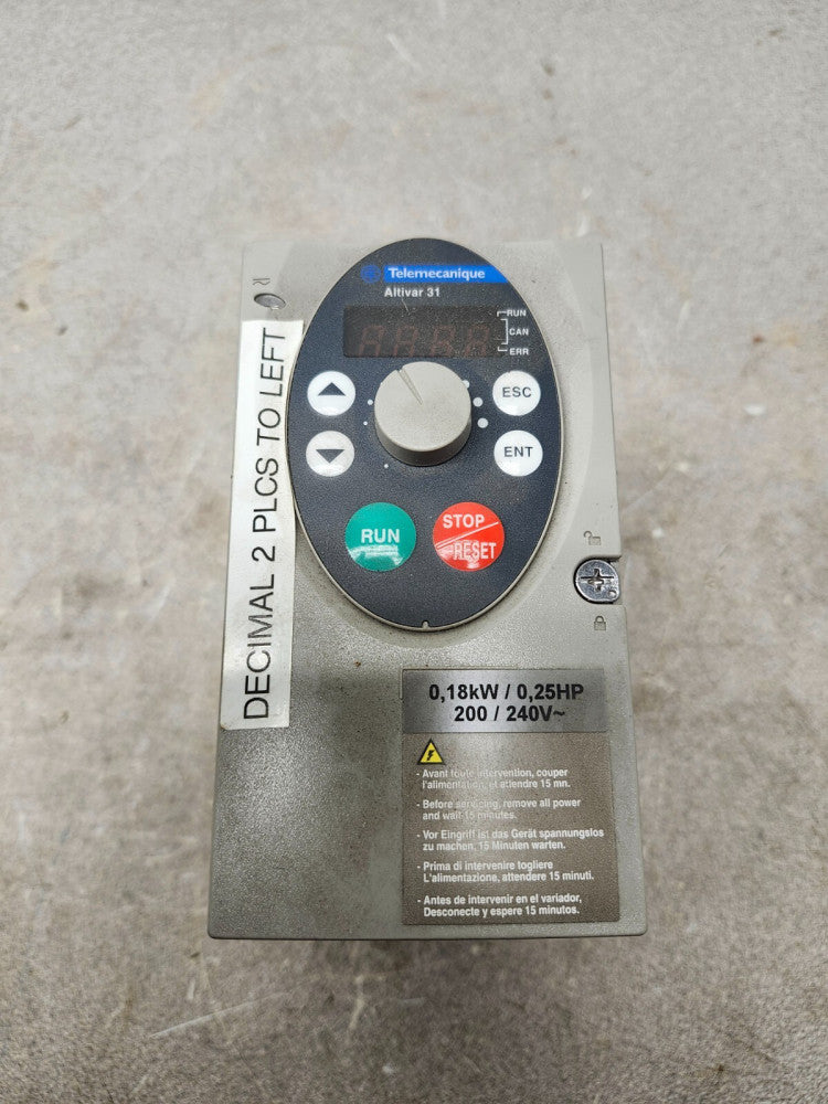 USED TELEMECANIQUE 0,18KW/0,25HP 200/240V ATV31H018M2A
