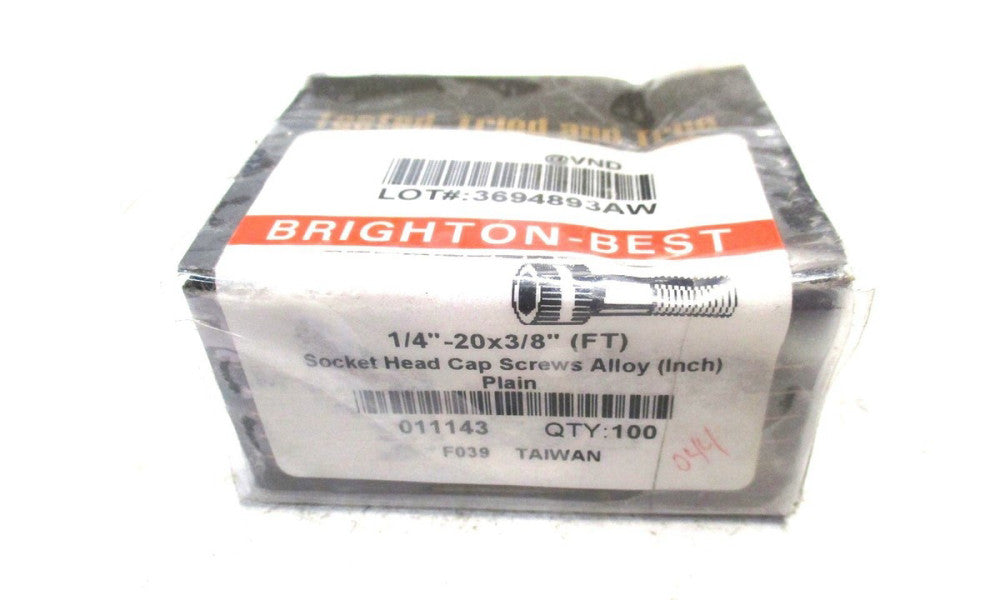 Brighton (011261) 1/4-20 UNC 3/8" OAL 3/16" Hex Socket Cap Screw - Lot of 100