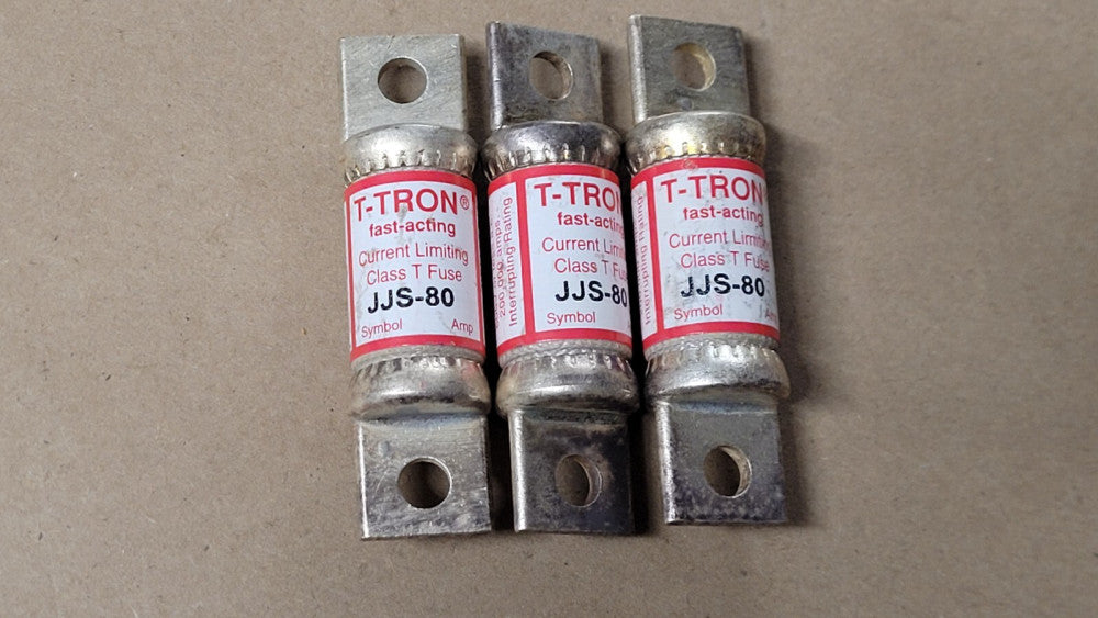 Lot of 3 Bussmann T-Tron JJS-80 Fast Acting 80 Amp Fuses