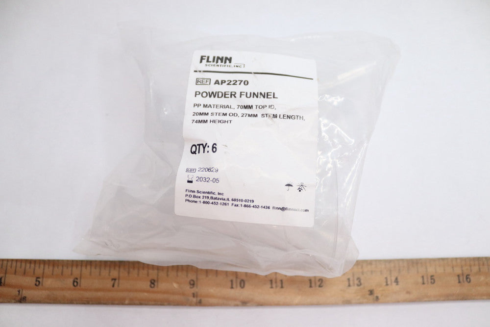 (6-Pk) Flinn Powder Funnel Polypropylene 70mm AP2270
