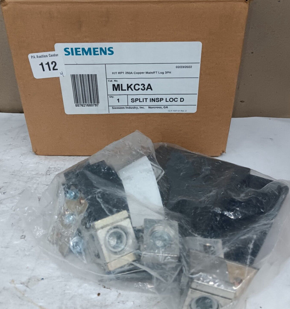 NEW SIEMENS MLKC3A 250 AMP RP1 COPPER MAIN/FT LUG KIT 3-PHASE