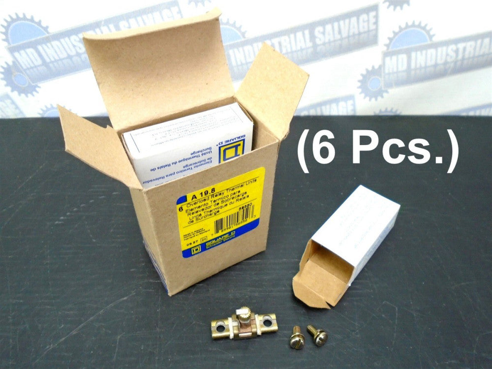 (6 Pcs) SQUARE D - A19.8 - OVERLOAD RELAY THERMAL UNIT - Class 20 - 13.2-13.9 A