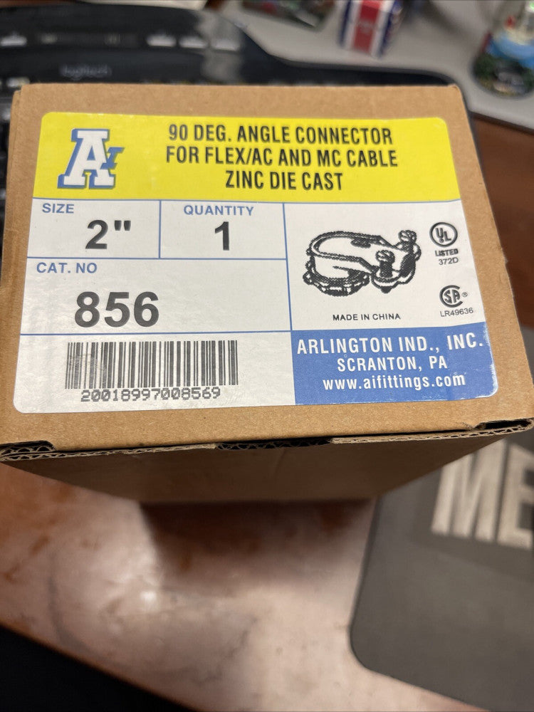 Arlington Industries 856 Flex Connector Material: Zinc Die Cast Size: 2 Inch 90