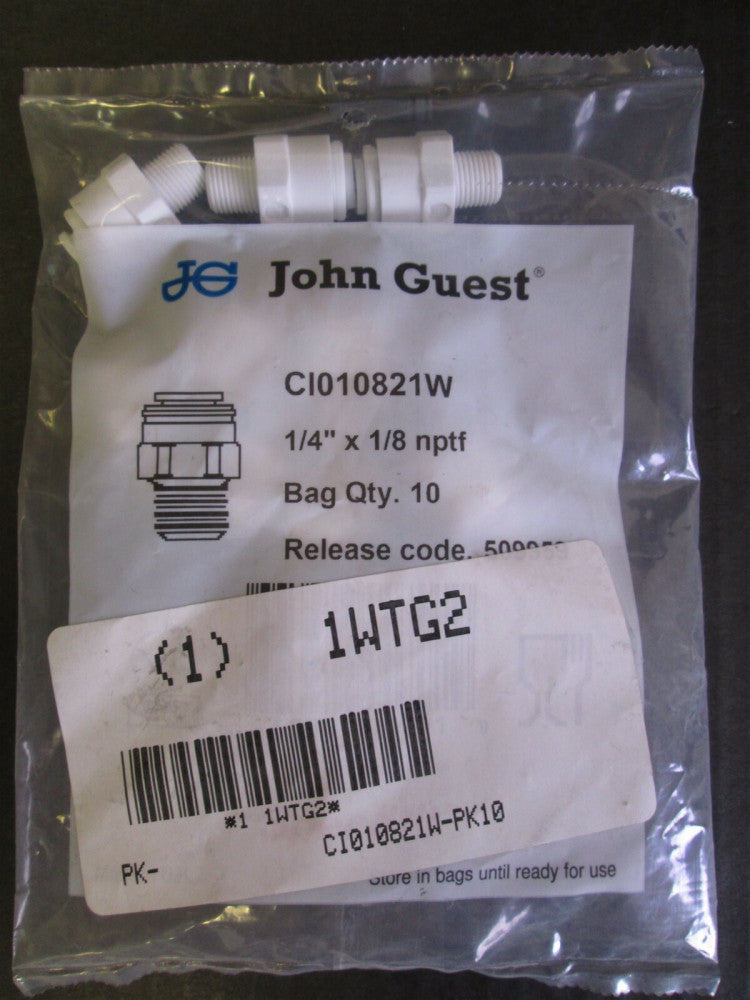 Lot of 10 John Guest 1/4" x 1/8" MNPT x Tube Push-In Male Connectors 150 PSI NEW