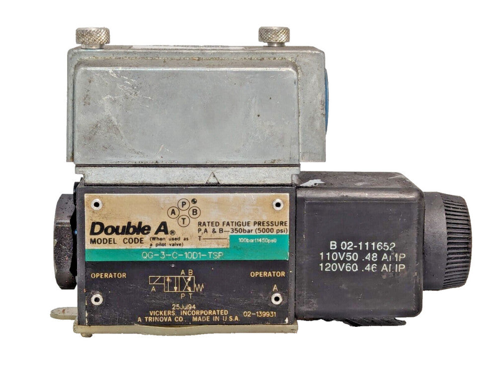 Vickers Double A QG-3-C-10D1-TSP Solenoid Valve 120/60+Returns
