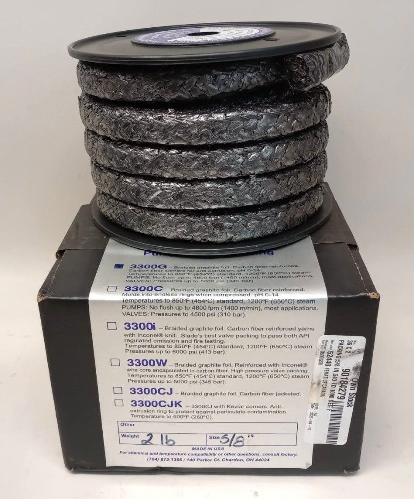 Slade 3300G 2LB 5/8 Braided Graphite Foil Seal 2Lb Box Size 5/8"