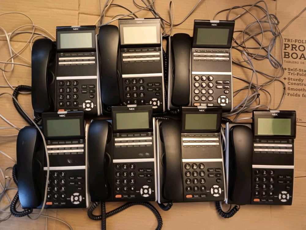 LOT OF 7 NEC DT400 DTZ-12D-3 (BK) Telephone Phones DZV-(XD) W-3Y (BK)