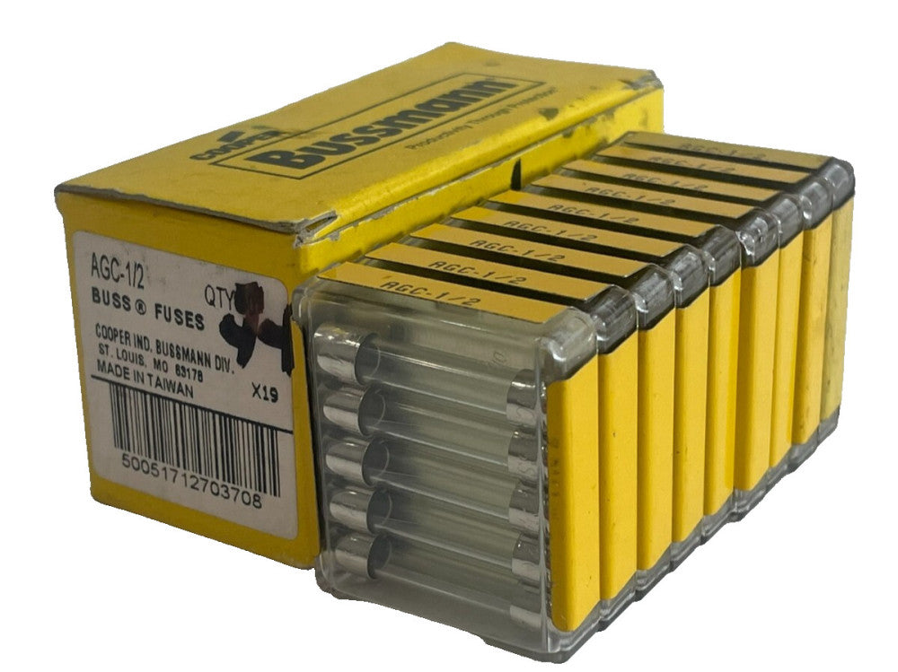NEW COOPER BUSSMANN AGC-1/2 FUSES AGC12 QTY/44