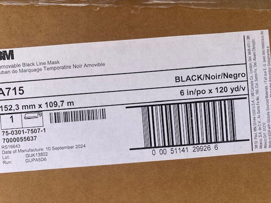 3M A715 / 7000055637 STAMARK REMOVABLE BLACK LINE MASK, 6 IN X 120 YD (NEW)