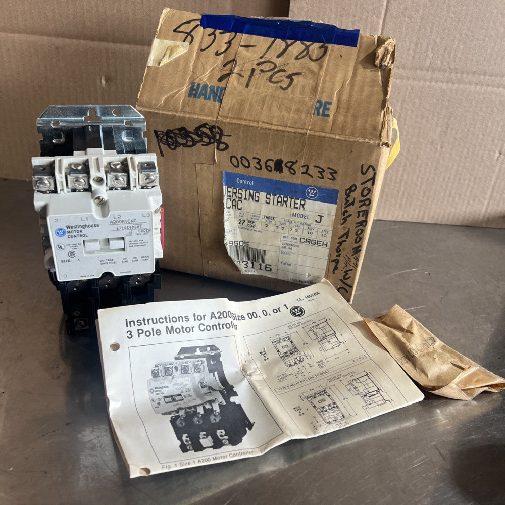 Westinghouse A200M1CAC - 3P Sz1 Motor Control. Nos Surplus.
